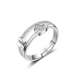 Безразмерное кольцо "Сердечки", Crystal Shik