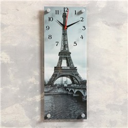 Часы-картина настенные, серия: Город, "Эйфелева башня",  плавный ход, 20 х 50 см
