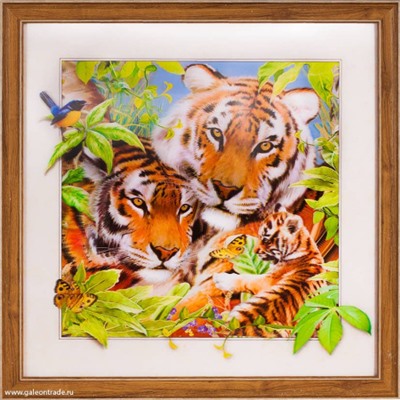 Картина 5D 40х40 053 Семья тигров /  2002B-012C / ф