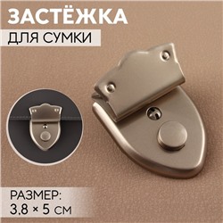 Застёжка для сумки, 3,8 × 5 см, цвет жемчужный серебряный