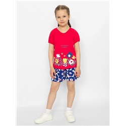 Комплект для девочки (футболка, шорты) Малиновый