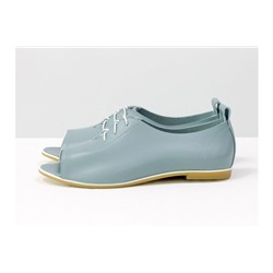 Невероятно-легкие туфли с открытым носиком из натуральной кожи темно-голубого цвета на светлой, эластичной подошве, Т-17415-11