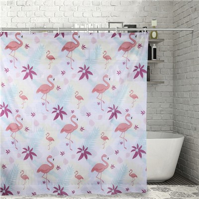 Штора для ванной 180×180 "Фламинго", полиэстер