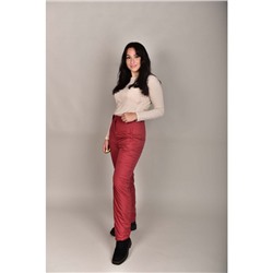 Утепленные женские брюки с высокой спинкой, цвет- красный