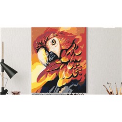 Картина по номерам на холсте 50х40 см. «Красный попугай». TM Selfica
