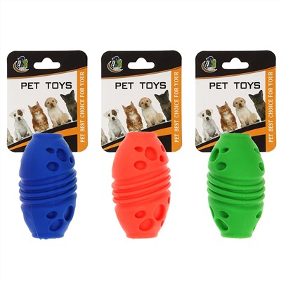 "Пэт тойс (Pet toys)" Игрушка для собаки "Регби" 8х4,3см h4,3см, резиновая, на картоне, цвета в ассортименте: синий, зеленый, коралловый (Китай)