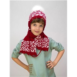 Комплект зимний для девочки шапка+шарф Милочка (Цвет малиновый), размер 48-50, шерсть 30%