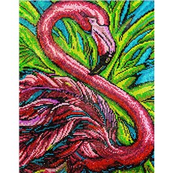 Алмазная картина на подрамнике Розовый фламинго 40х50