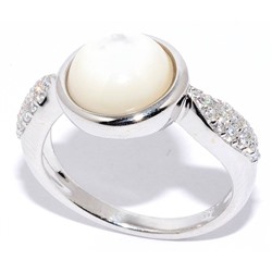 Серебряное кольцо с перламутром и куб.цирконием