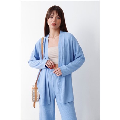 9163 Костюм из кимоно и брюк-палаццо голубой