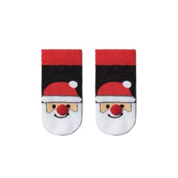 Conte-Kids Новогодние носки "Санта-Клаус" с пушистой нитью и помпоном
