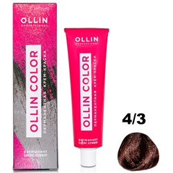OLLIN COLOR Перманентная крем-краска для волос 4/3 шатен золотистый 60 мл