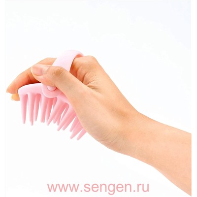 Силиконовая щетка-массажер для мытья головы VeSS Bihatsu Shampoo Brush, розовая, 1шт.