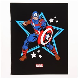 Тетрадь 48 листов в клетку, картонная обложка "Капитан Америка", Мстители