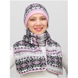 Комплект зимний женский шапка+шарф Марселан (Цвет черный), размер 54-56, шерсть 50%, мохер 30%