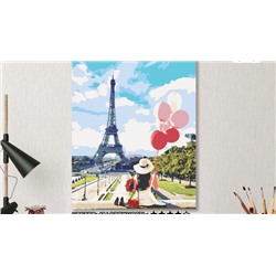 Картина по номерам на холсте 50х40 см. «Девушка в Париже»