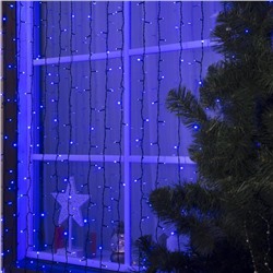 Гирлянда «Занавес» 2 × 3 м, IP44, УМС, тёмная нить, 760 LED, свечение синее, 220 В