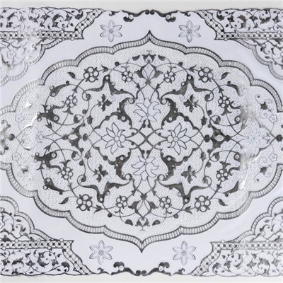 Салфетка ажурная для стола «Восток», 84×40 см, ПВХ, цвет серебряный