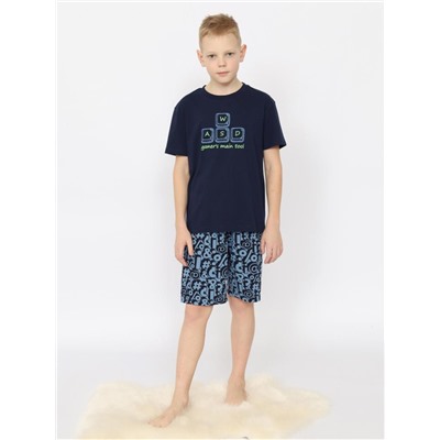 Пижама для мальчика (футболка, шорты) Т.синий