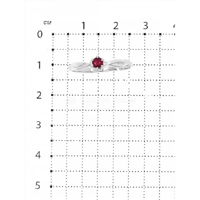 Кольцо из серебра с рубином родированное 925 пробы с1-641р415