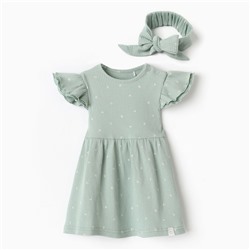 Комплект (платье и повязка) Крошка Я Olives, р. 62-68, оливковый