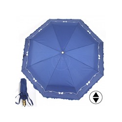 Зонт женский ТриСлона-118/L 3818G,  R=58см,  суперавт;  8спиц,  3слож,  однотонный с оборкой  (бантики),  синий 228696