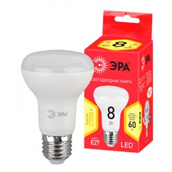 Лампа светодиодная ЭРА RED LINE LED R63-8W-827-E27 R Е27, 8Вт, рефлектор, теплый белый свет /1/10/100/
