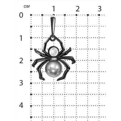 Подвеска из чернёного серебра с культ.жемчугом и фианитом