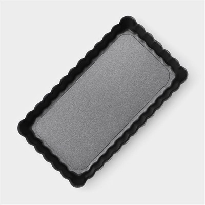 Форма для выпечки «Рифлёный прямоугольник», 12×6,5 см, съёмное дно, антипригарное покрытие, цвет чёрный