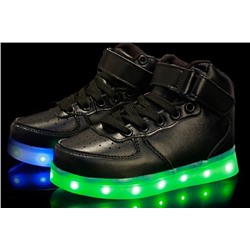 Светящиеся кроссовки с LED подсветкой детские 702, цвет Черный