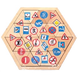 Пазл деревянный «Дорожные знаки» шестигранник