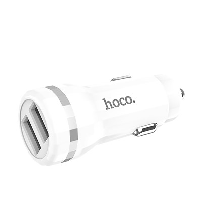 Адаптер Автомобильный с кабелем Hoco Z27 2USB/5V/2.4A +Type-C (white)