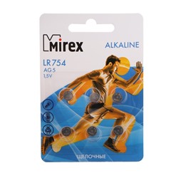 Батарейка алкалиновая Mirex, LR754, AG5, 1.5В, блистер, 6 шт