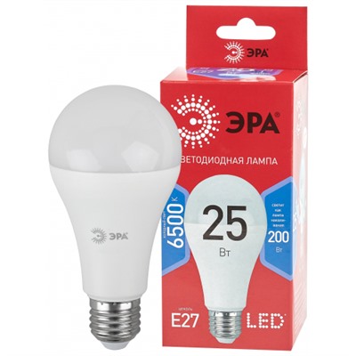 Лампа светодиодная ЭРА RED LINE LED A65-25W-865-E27 R Е27, 25Вт, груша, холодный дневной свет /1/10/100/
