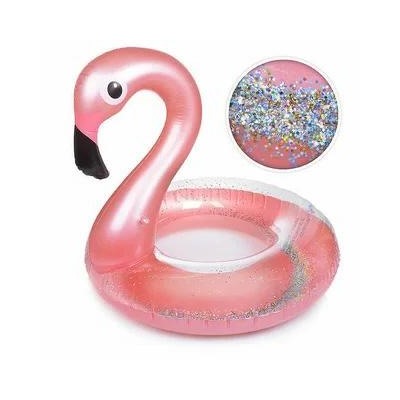 Надувной круг Фламинго с блестками