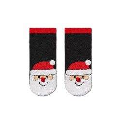 Conte-Kids Короткие новогодние носки "Санта-Клаус" с пушистой нитью и помпоном