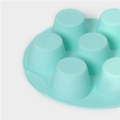 Форма силиконовая для выпечки Доляна «Круг», d=25,5 см, 7 ячеек (6×4 см), цвет МИКС