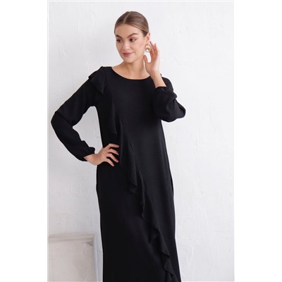 11643 Платье с диагональным воланом чёрное (остаток: 42)