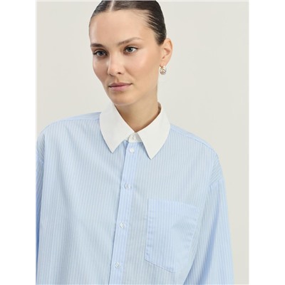 блузка женская голубой графика мелкая