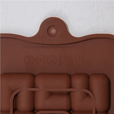 Форма для шоколада Доляна «Лабиринт», силикон, 22×11×1 см, 18 ячеек, цвет коричневый