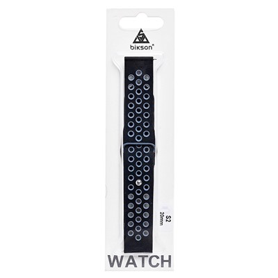 Ремешок - WB014 Samsung Gear Sport/Gear S2 Classic/Galaxy Watch 20 мм универсальный силикон на кнопке (регулируемый) (black/gray)