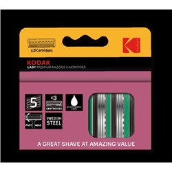 Сменные кассеты для бритья Kodak LADY Prem Razor, 5 лезвий, розовый (3шт в упак, цена за шт) /3/72/288/   3411