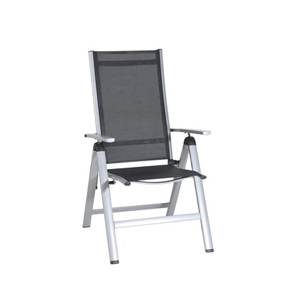 Кресло складное Greemotion Monza с регулируемой спинкой, алюминий и текстилен, 60 x 110 x 68 см.