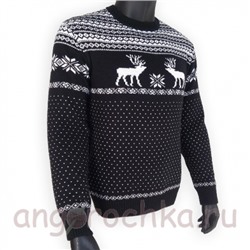 Черный шерстяной свитер с белым рисунком - 120.6