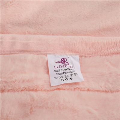 Плед пушистый Lusnug теплый мягкий Розовый 2019-C29 200x220