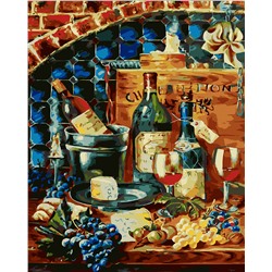 Картина по номерам на подрамнике Натюрморт вино и сыр 40х50