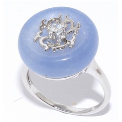 Серебряное кольцо с жадеитом и куб.цирконием
