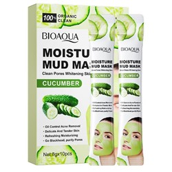 BIOAQUA MUD MASK CUCUMBER Грязевая маска для лица с экстрактом огурца, 8шт*10г