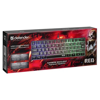 Клавиатура Defender Red GK-116 мембранная игровая с подсветкой USB (black)