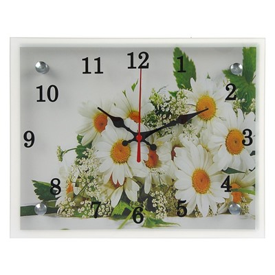 Часы-картина настенные, серия: Цветы, "Ромашки", 20х25  см